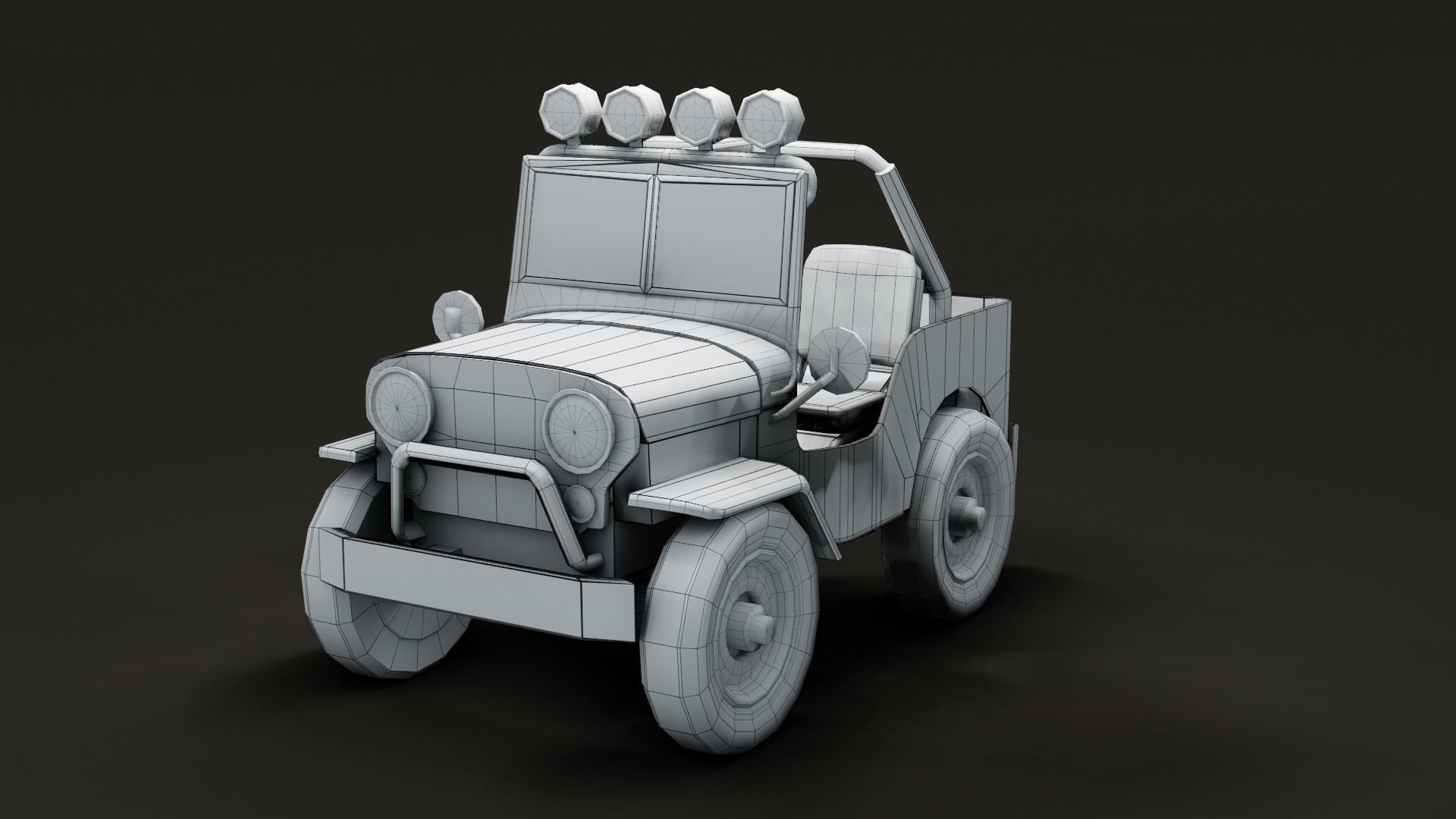 Jeep Cartoon Low-poly 3D model_37