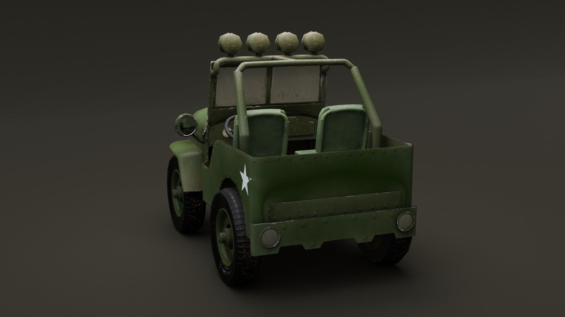 Jeep Cartoon Low-poly 3D model_11