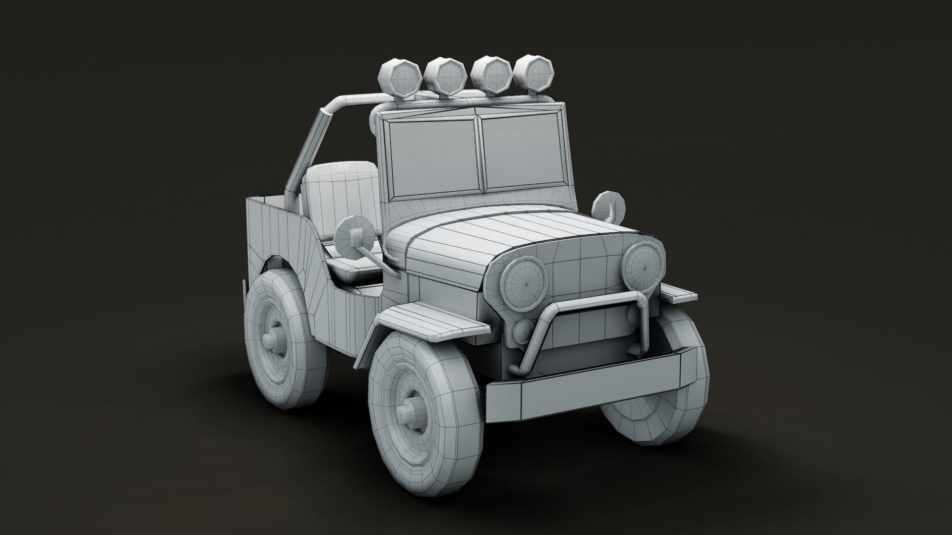 Jeep Cartoon Low-poly 3D model_24
