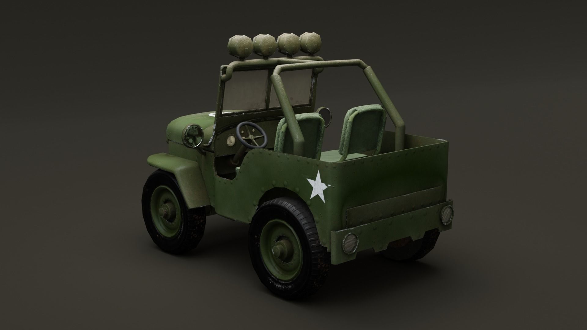 Jeep Cartoon Low-poly 3D model_10