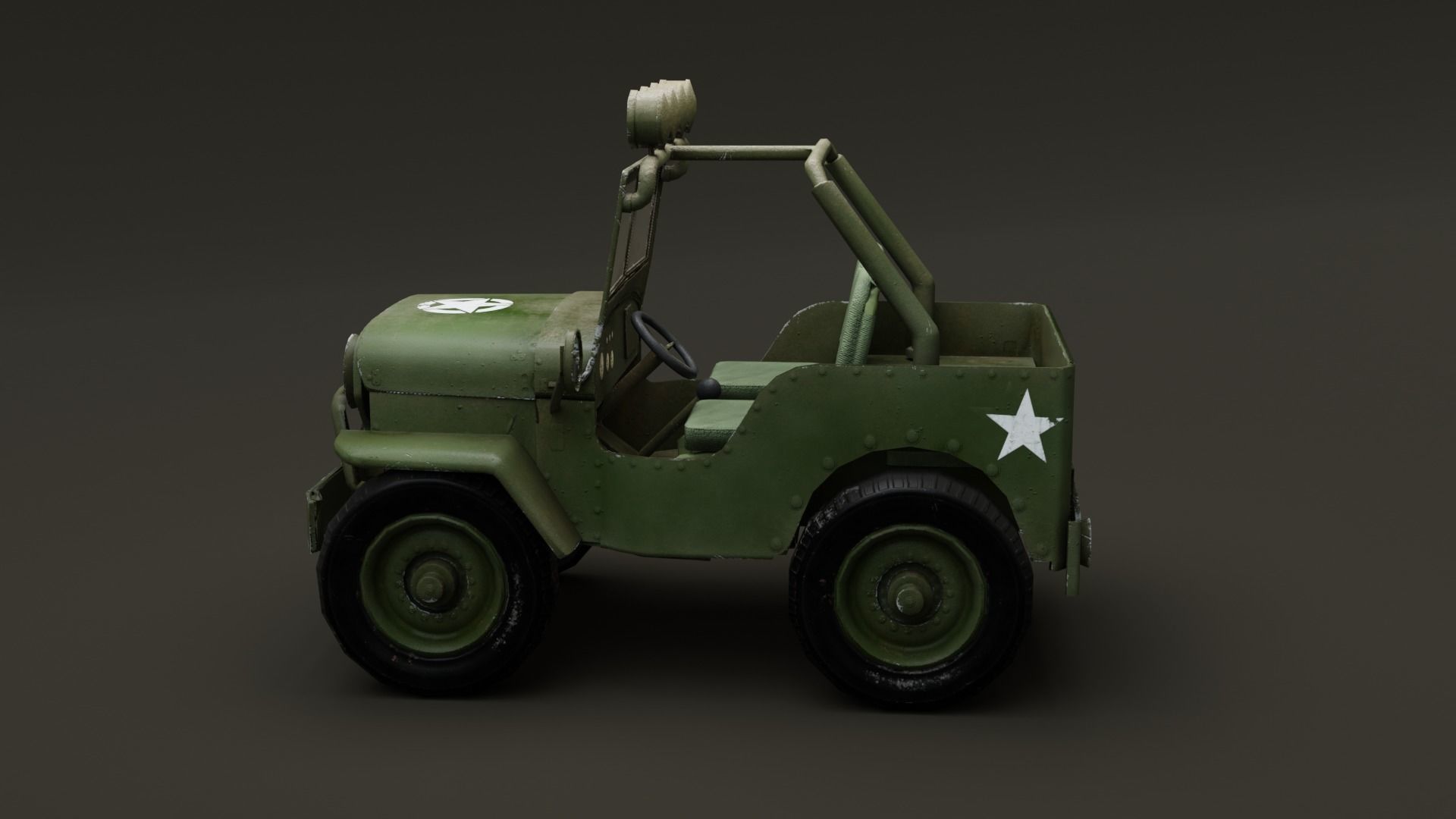 Jeep Cartoon Low-poly 3D model_8