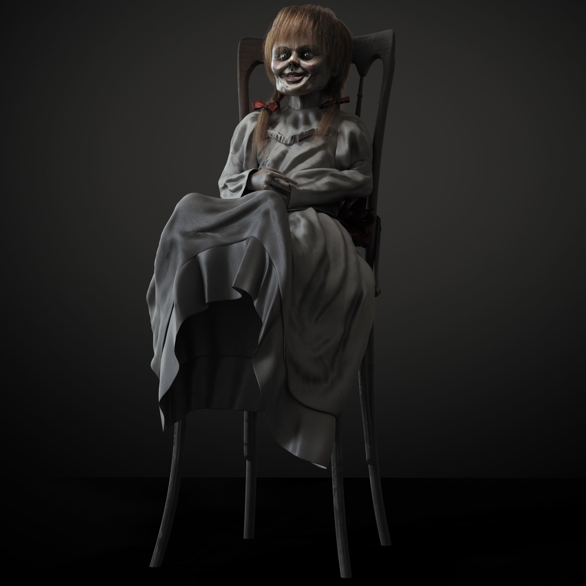 Annabelle chucky doll on chair 3D model_9
