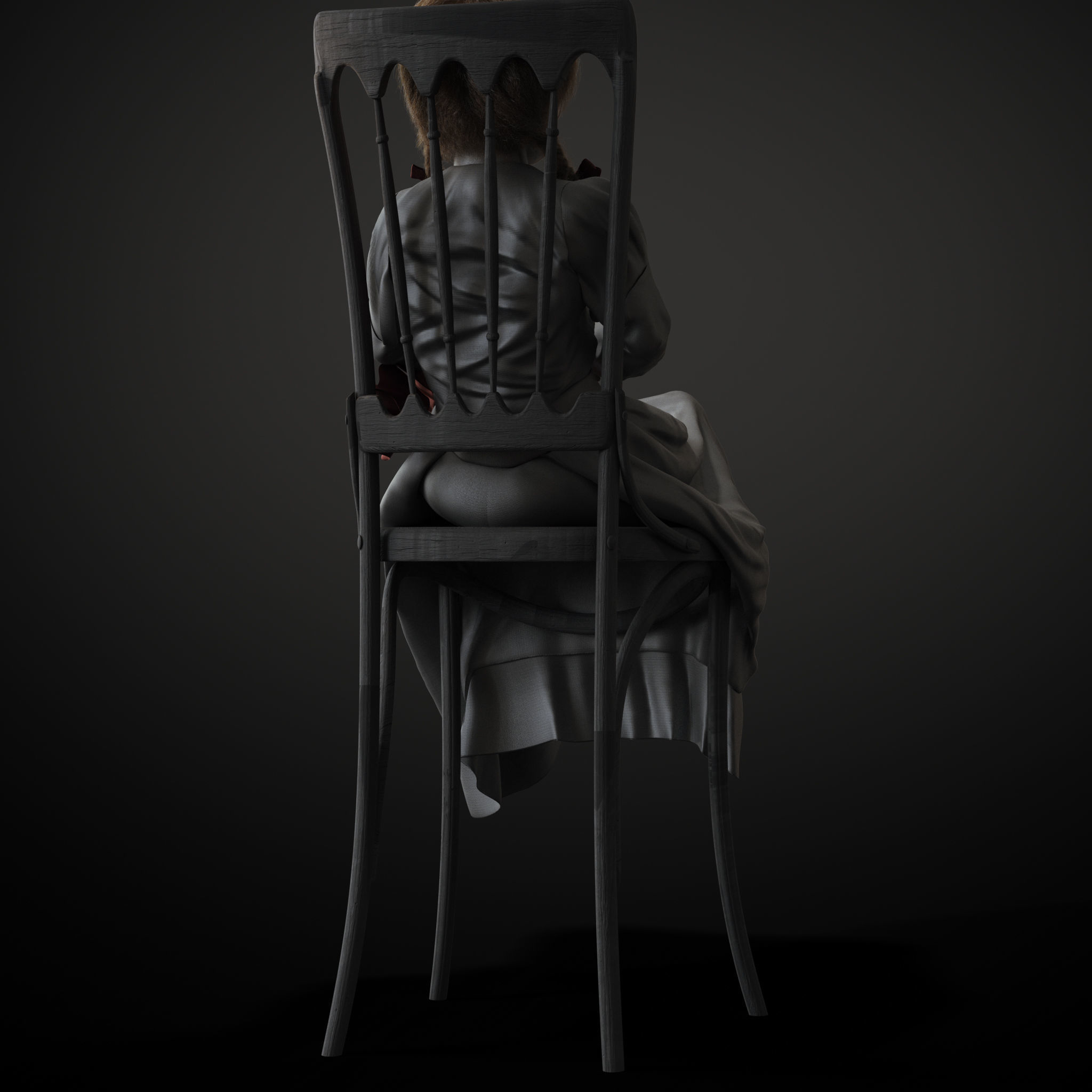 Annabelle chucky doll on chair 3D model_6