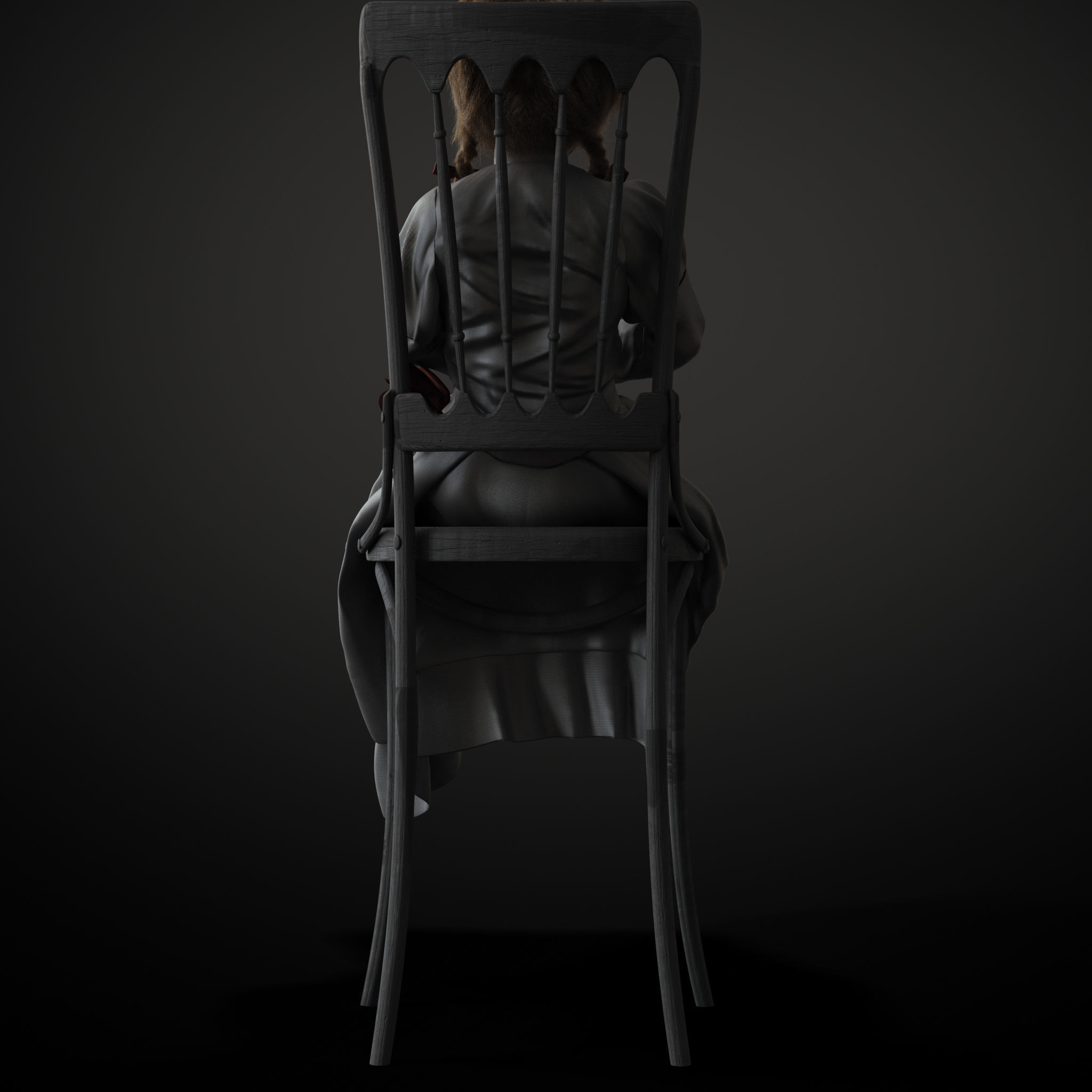 Annabelle chucky doll on chair 3D model_7