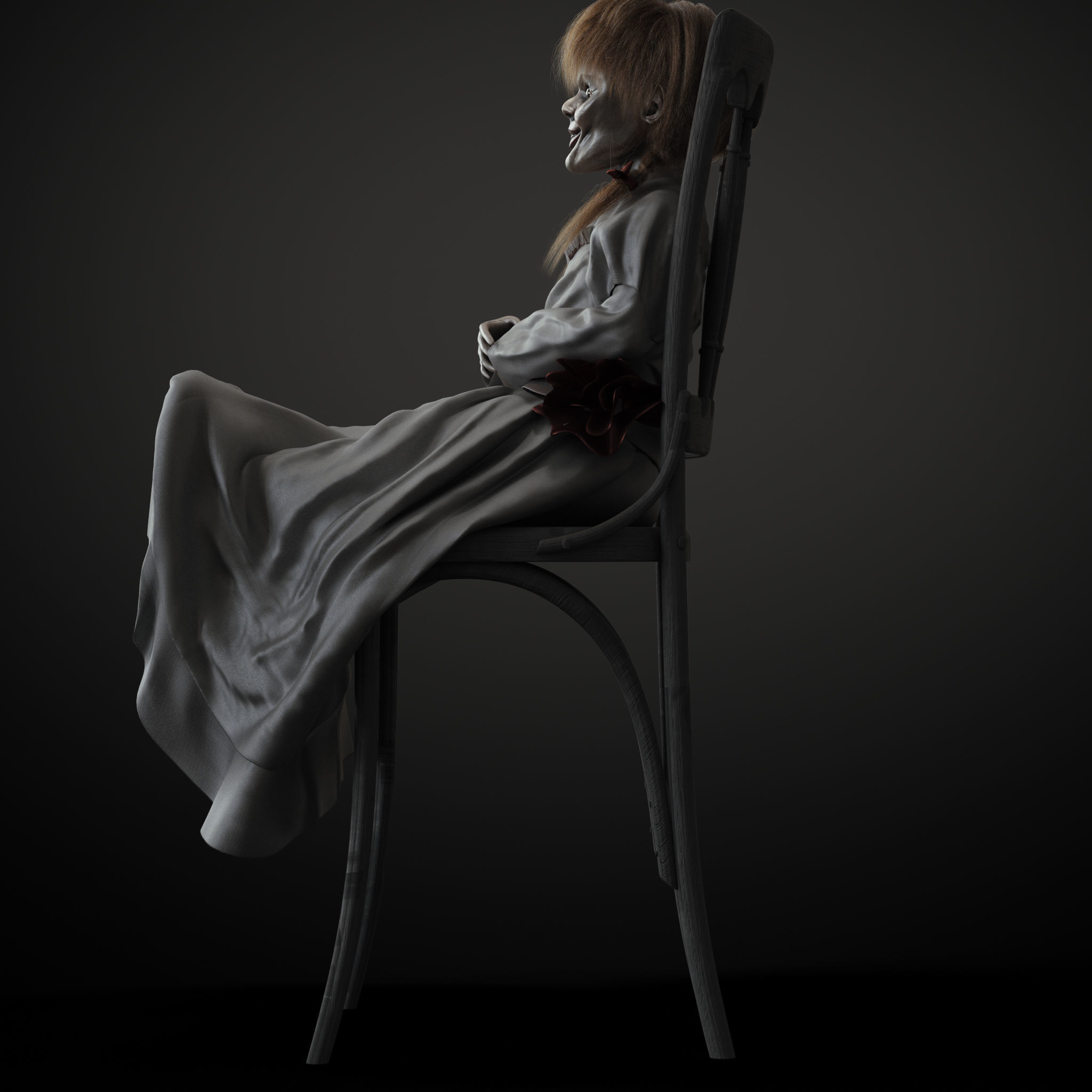 Annabelle chucky doll on chair 3D model_8