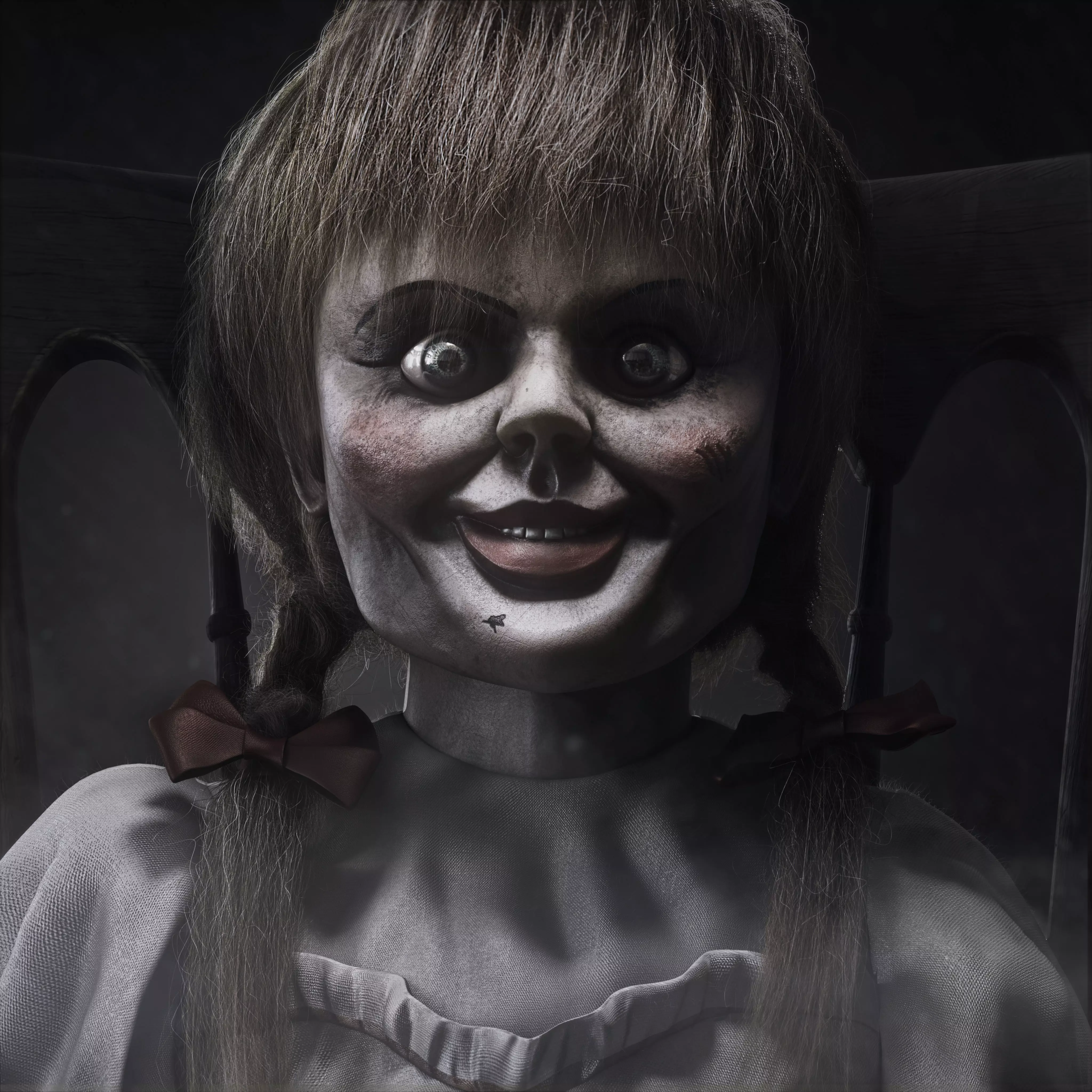 Annabelle chucky doll on chair 3D model_0