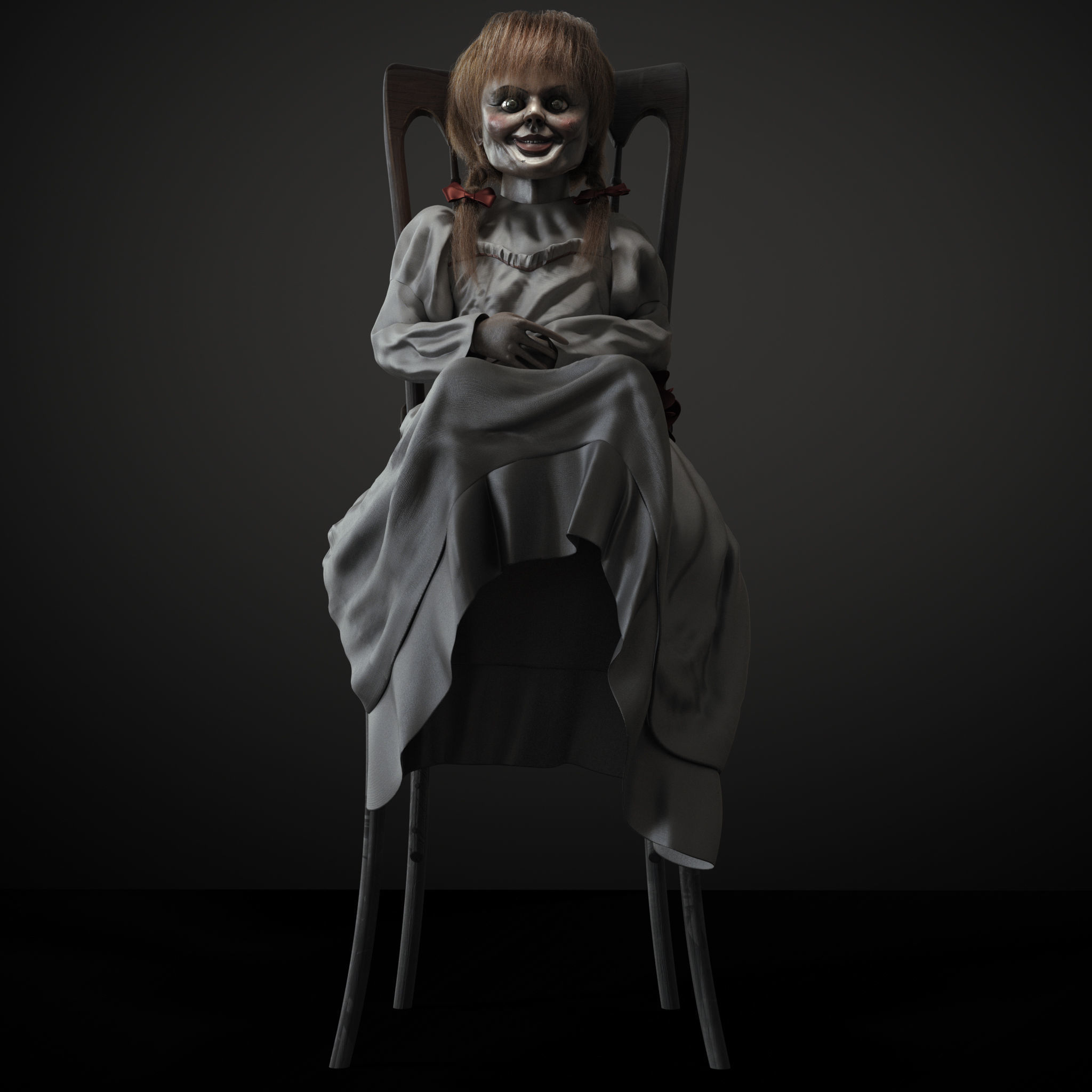 Annabelle chucky doll on chair 3D model_4
