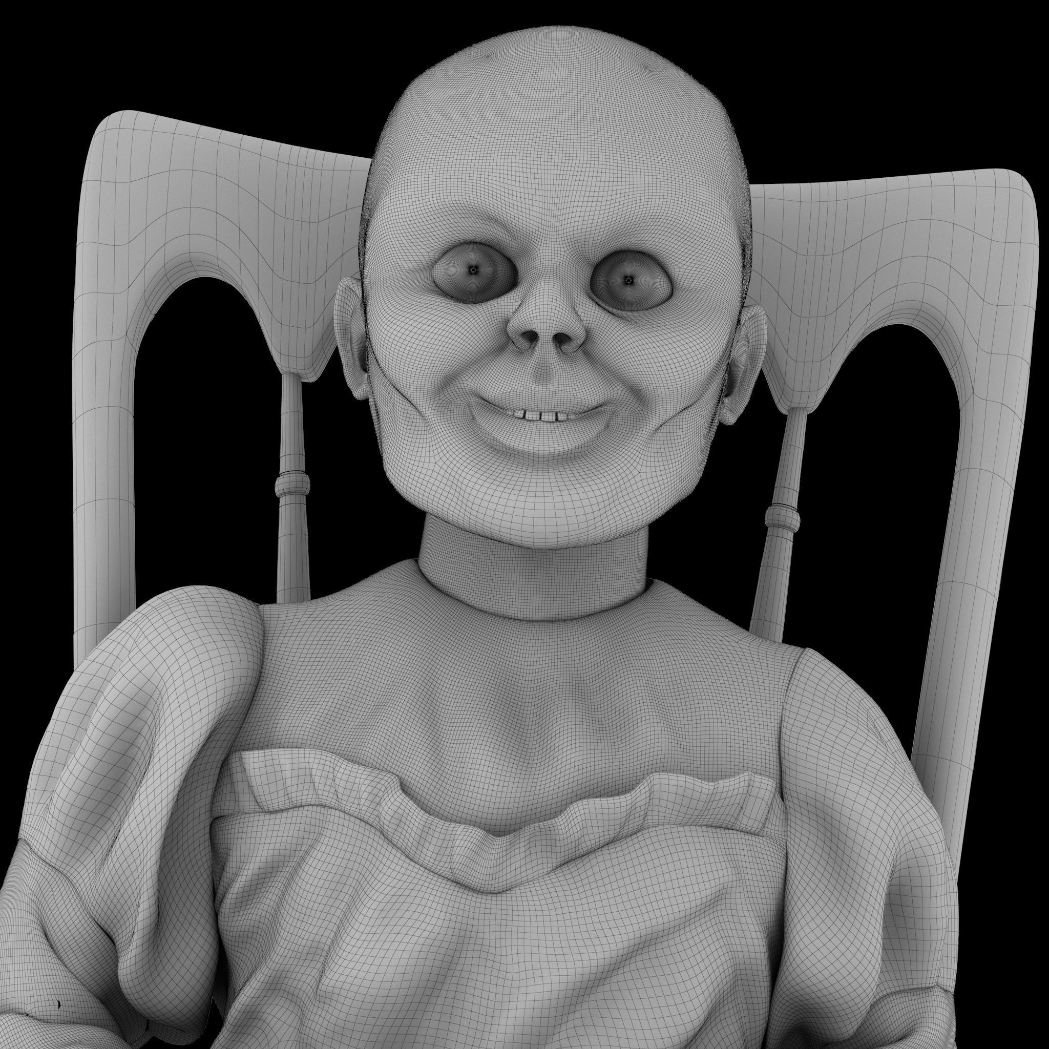 Annabelle chucky doll on chair 3D model_10