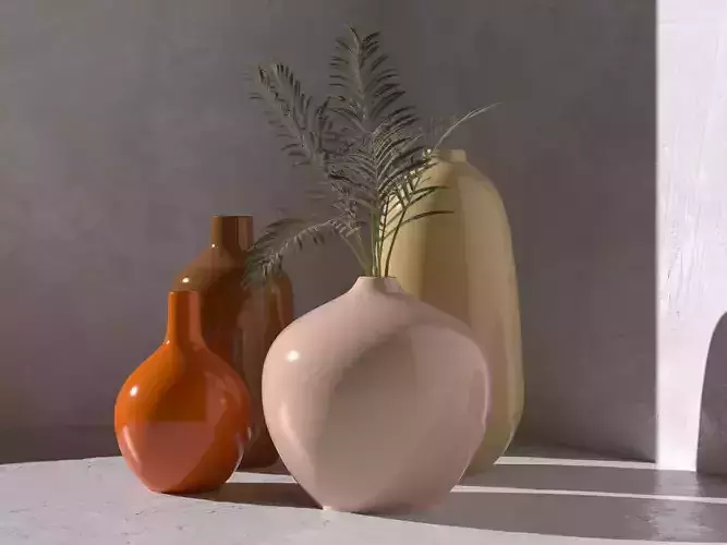Costa Vase Set with Palm plant