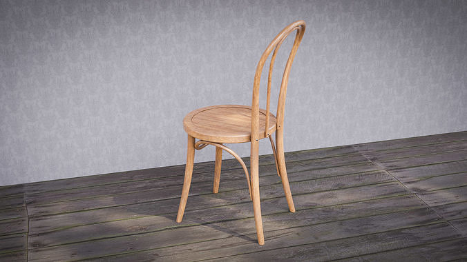Classic wood chair Low-poly 3D model 5