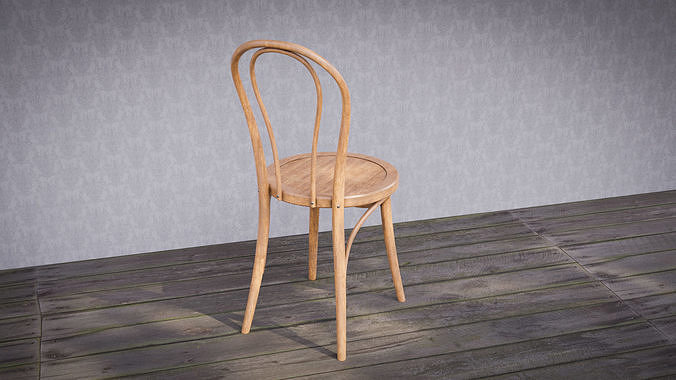 Classic wood chair Low-poly 3D model 3