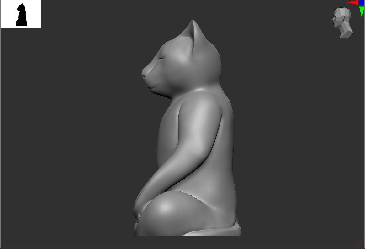 Yoga cat 3D print model_3