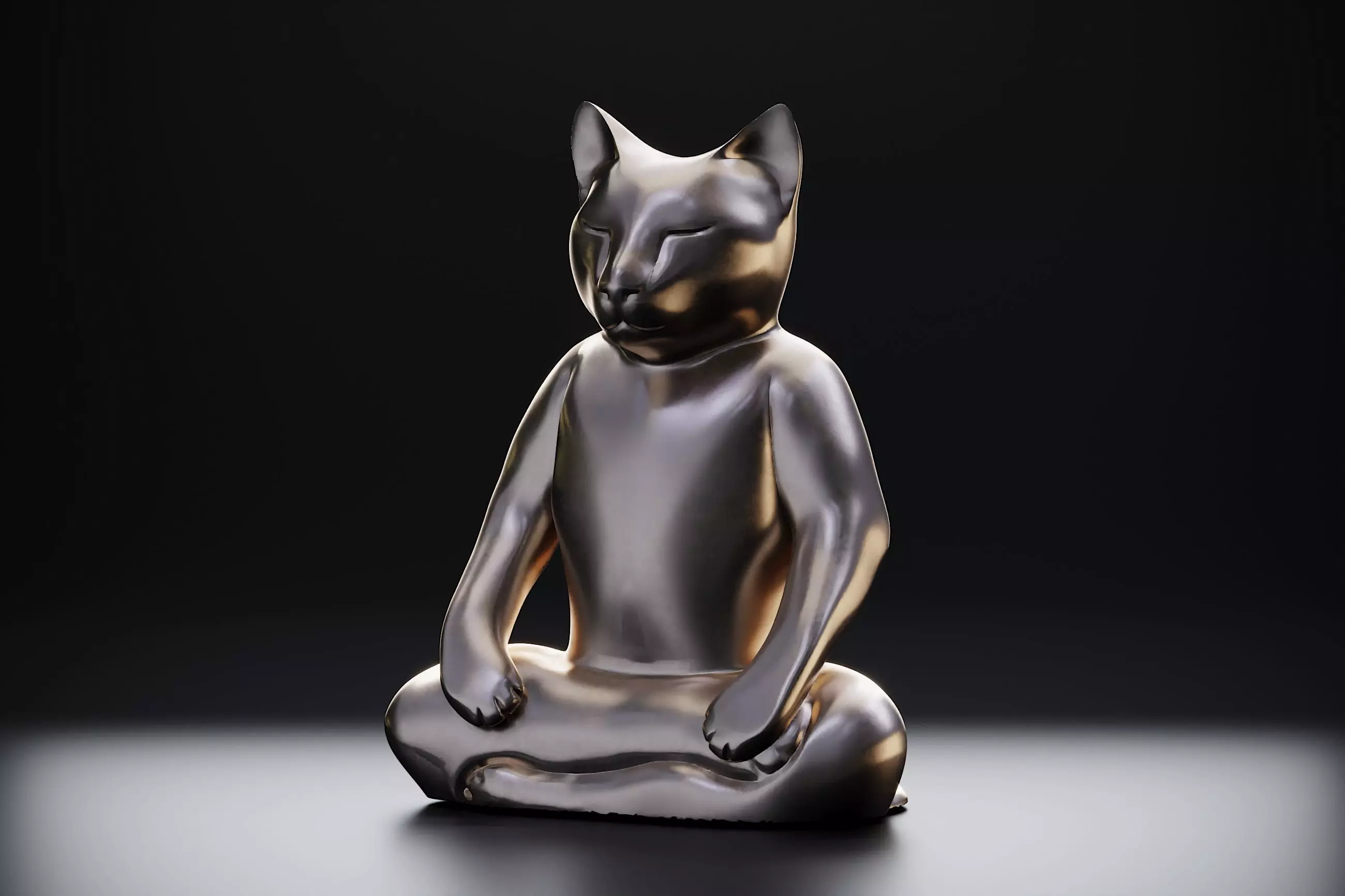 Yoga cat 3D print model_0