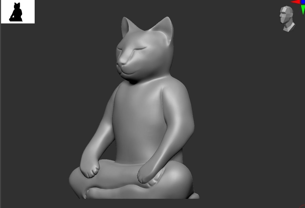 Yoga cat 3D print model_2