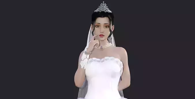 Beautiful wedding dress bride in Asia