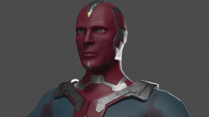The Vision superhero Low-poly 3D model