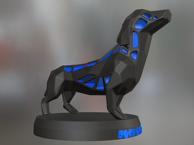 Voronoi Dachshund Dog Blue 3D print model