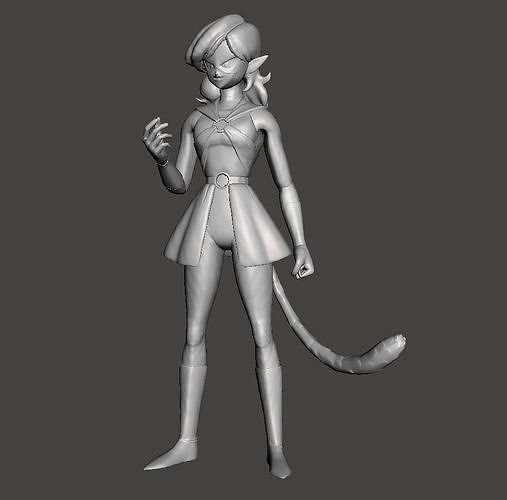 Kakunsa 3D Model female character with tail 3D print model