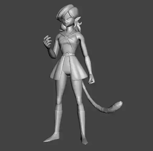 Kakunsa 3D Model female character with tail 3D print model
