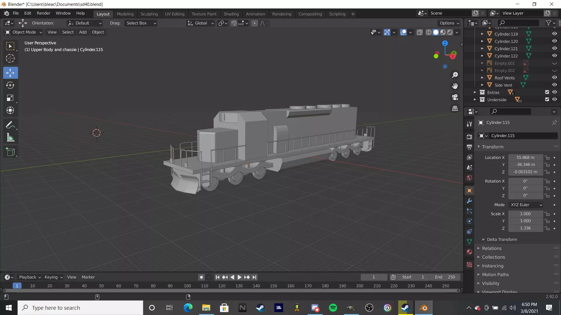 EMD SD40-2 30K Poly Count Low-poly 3D model_0