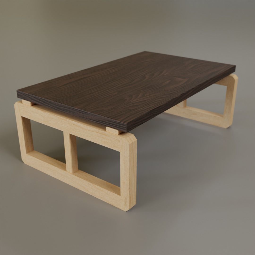 Low Coffee Table Low-poly 3D model_2