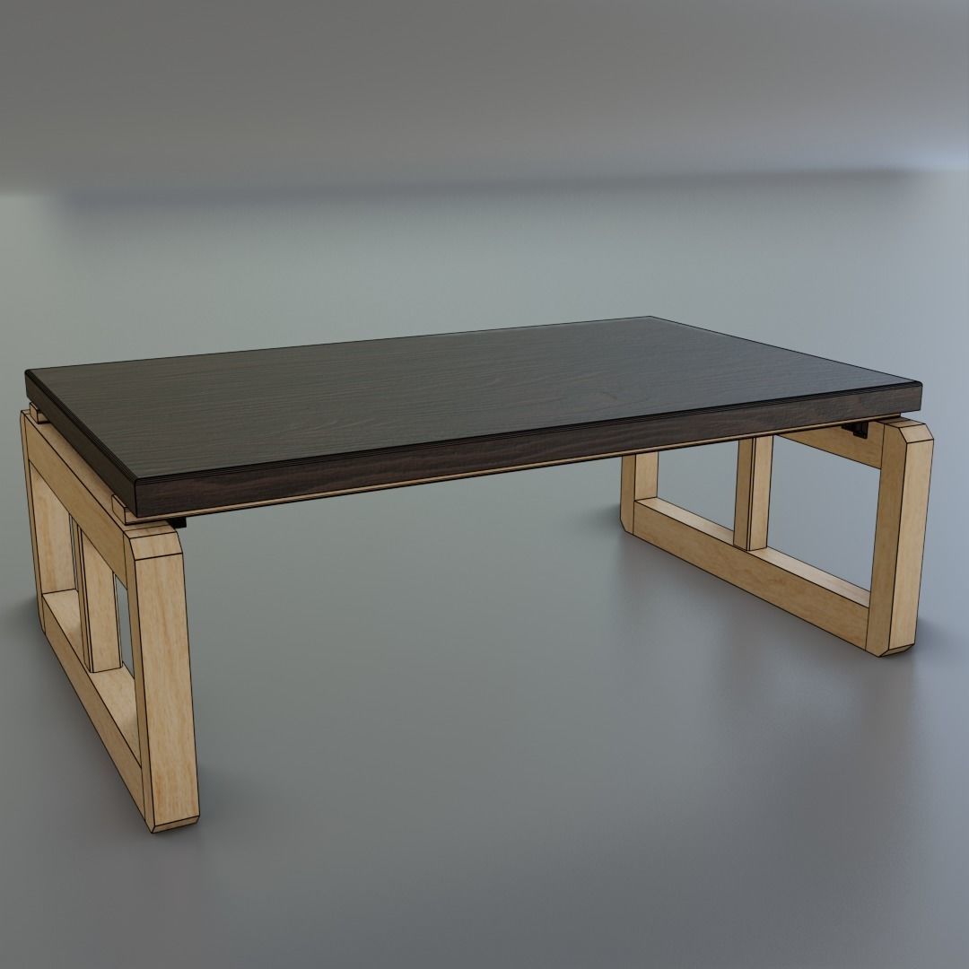 Low Coffee Table Low-poly 3D model_7