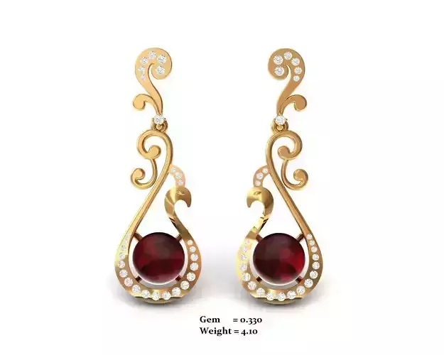 Women gem earrings 3dm render detail
