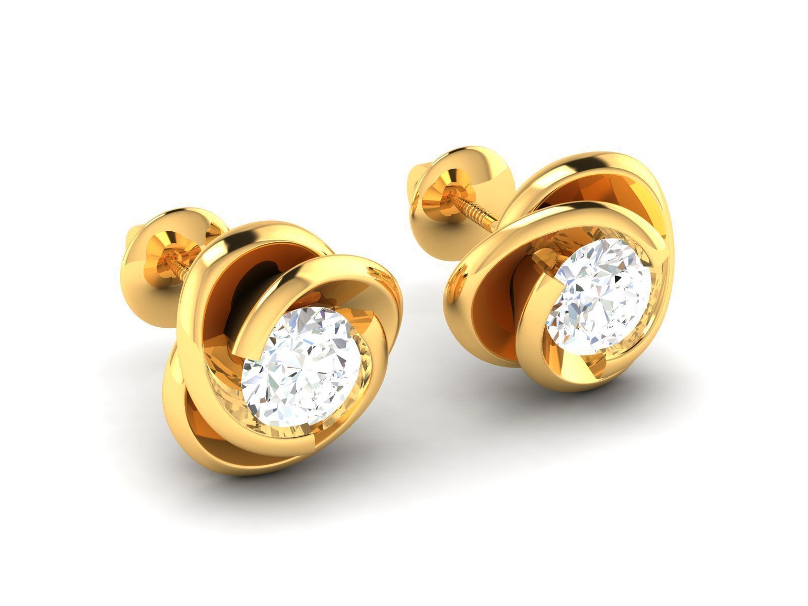 Women solitaire earrings 3dm render detail 3D print model_2