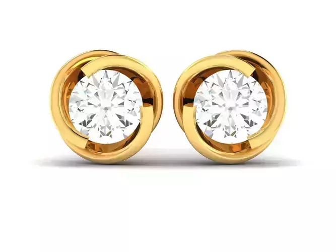 Women solitaire earrings 3dm render detail