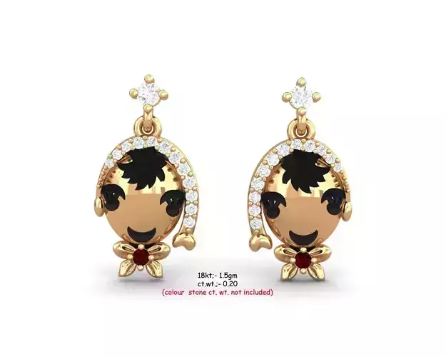 Cartoon babies earrings 3dm render detail 3D print model