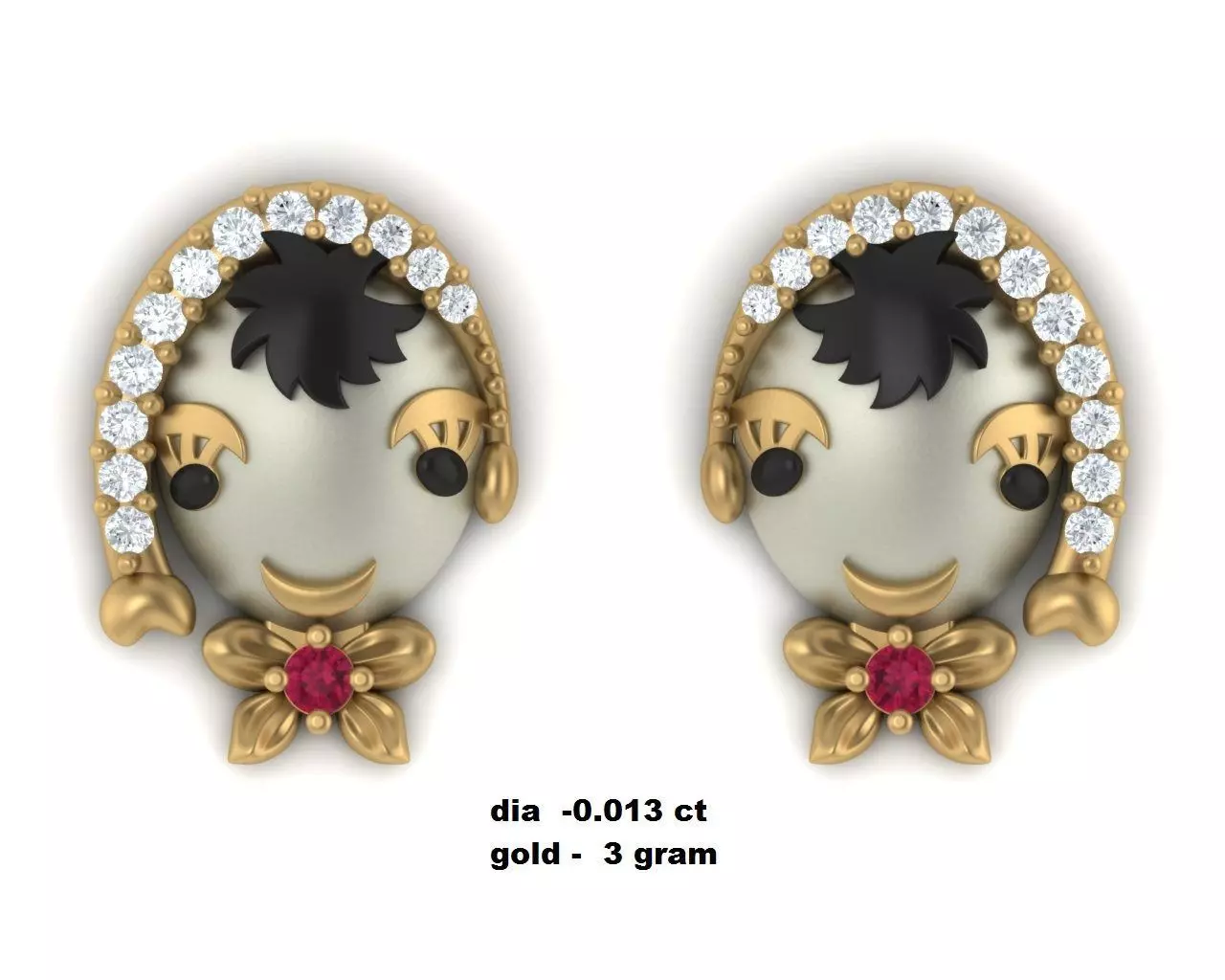 Cartoon babies earrings 3dm render detail 3D print model