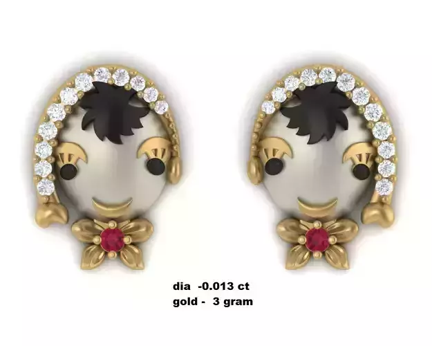 Cartoon babies earrings 3dm render detail 3D print model