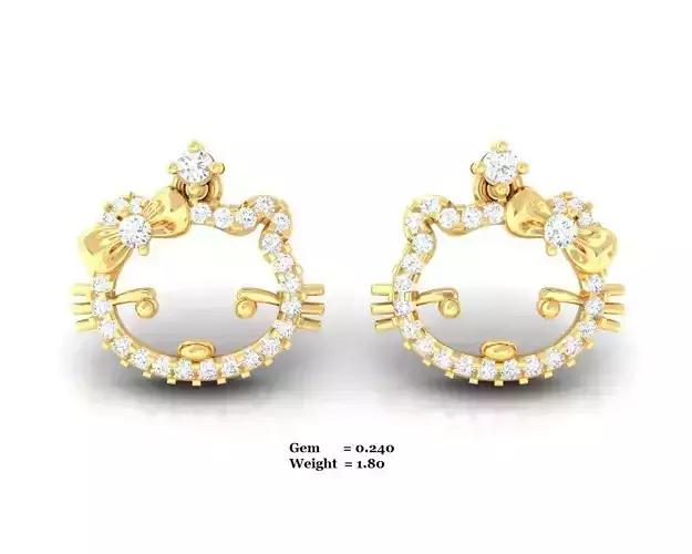 Hello kitty earrings 3dm render detail 3D print model