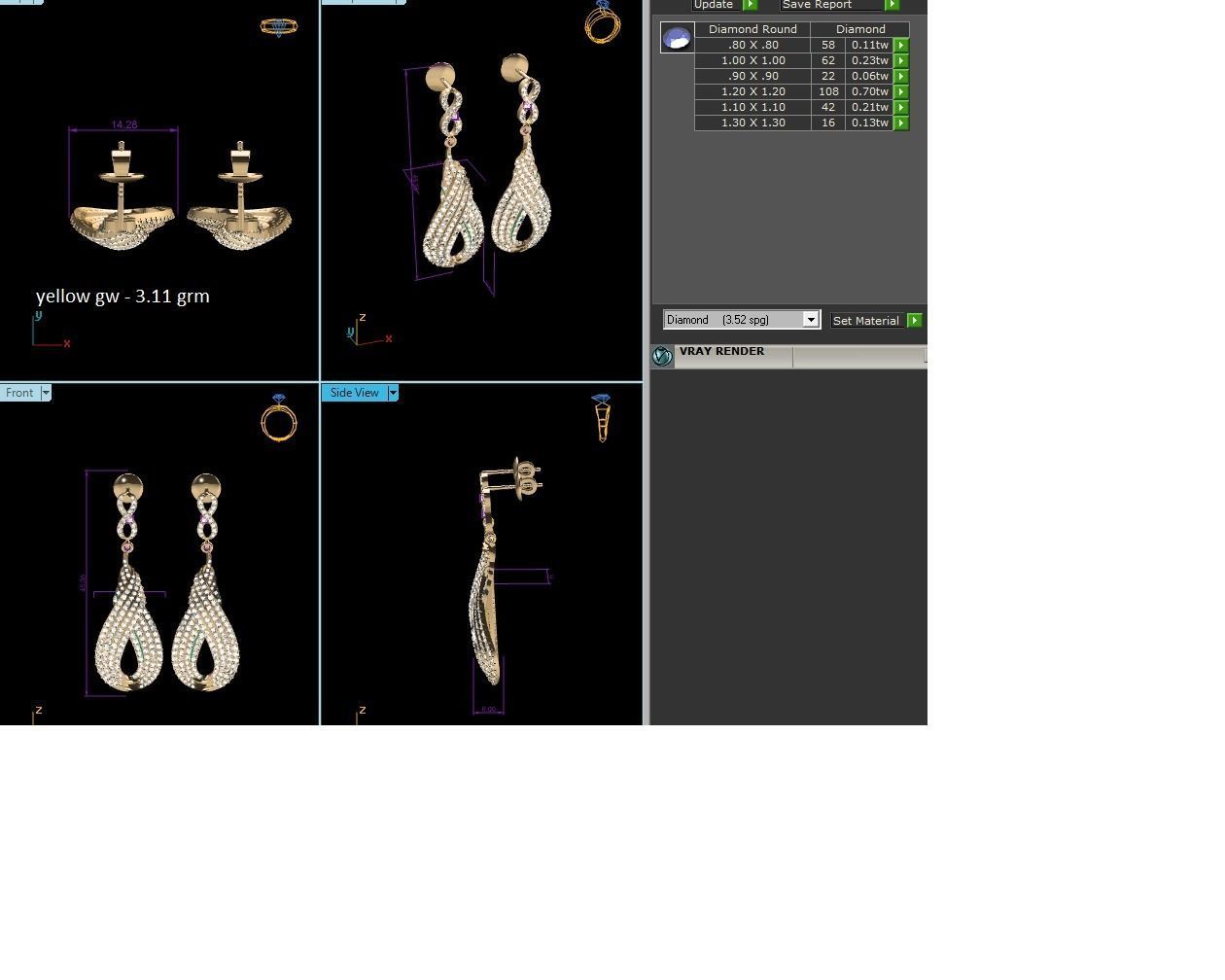 Women earrings 3dm render detail 3D print model_7