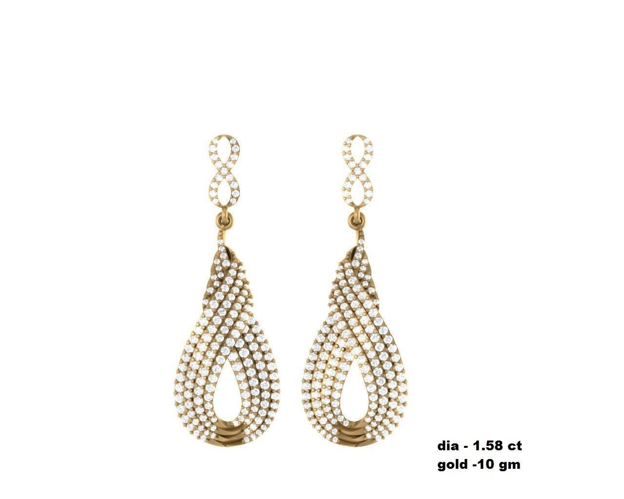 Women earrings 3dm render detail 3D print model_6
