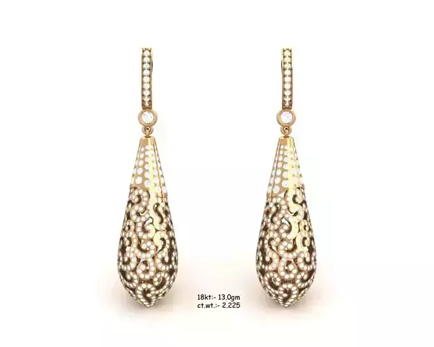 Women earrings 3dm render detail