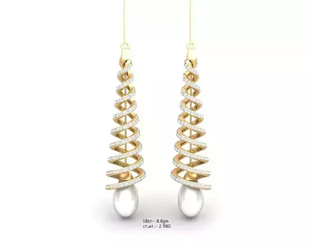 Women pearl earrings 3dm render detail