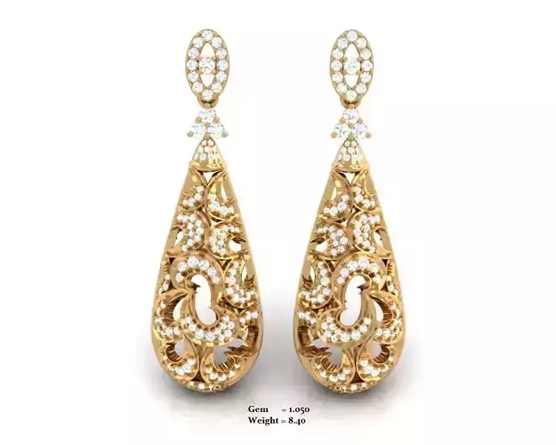 Women earrings 3dm render detail