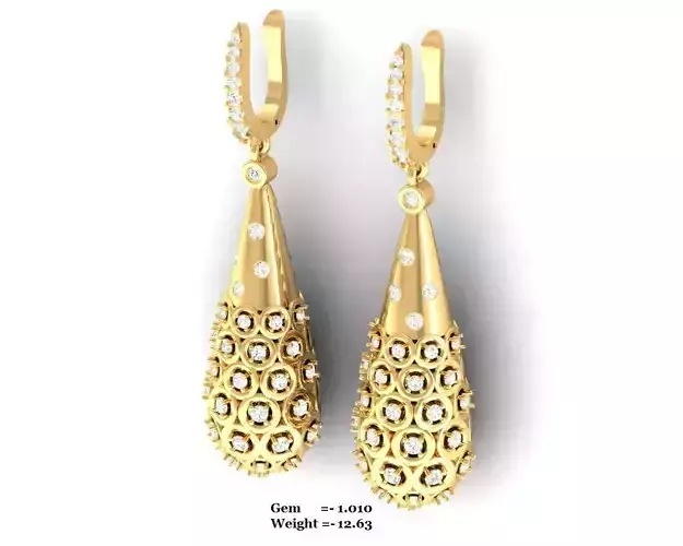 Women earrings 3dm render detail