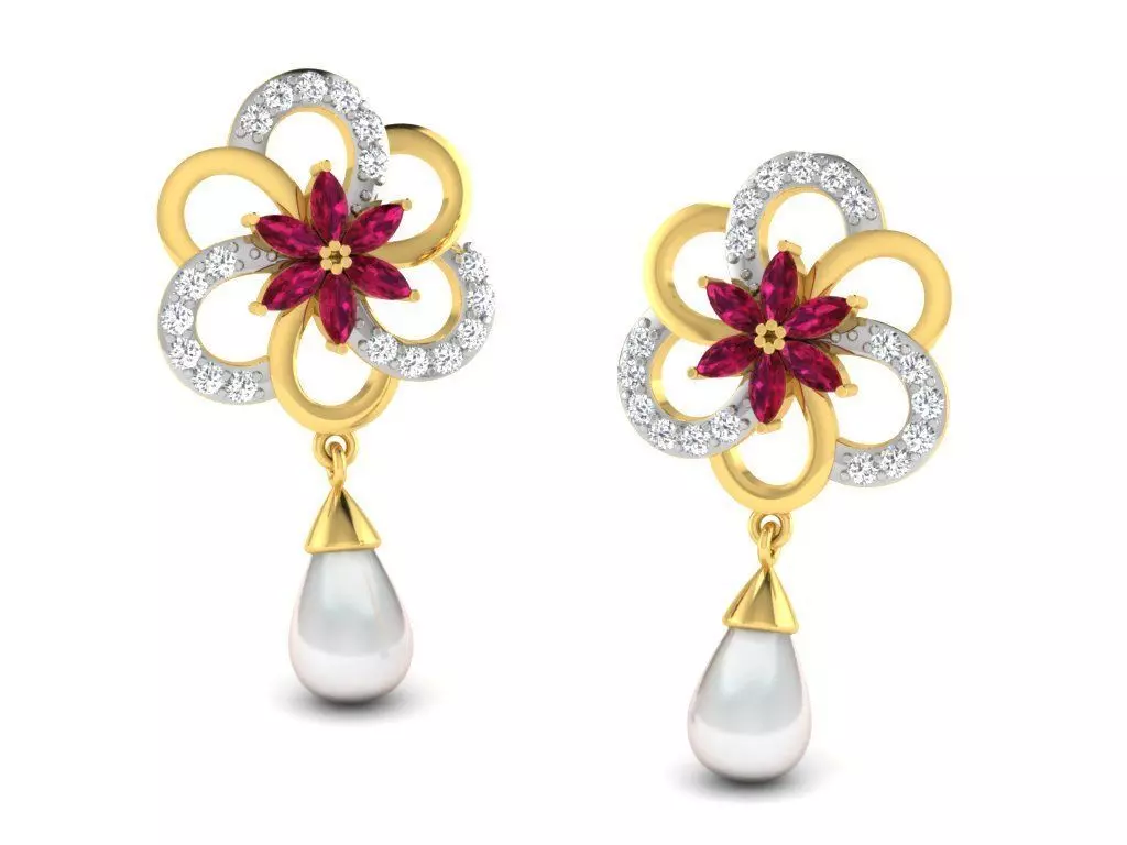 Women pearl earrings 3dm render detail 3D print model
