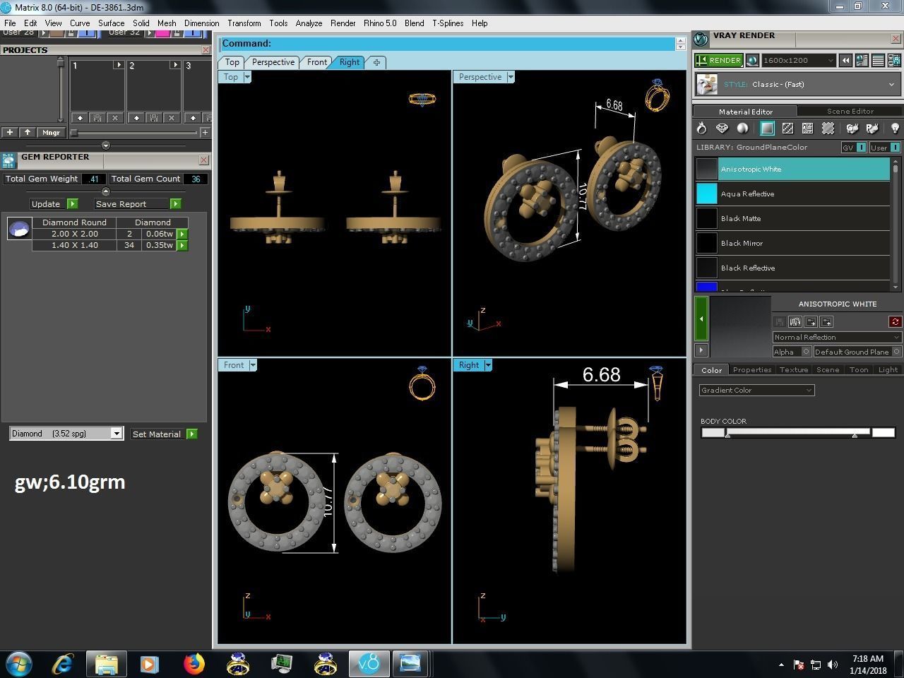Women round earrings 3dm render detail 3D print model_7