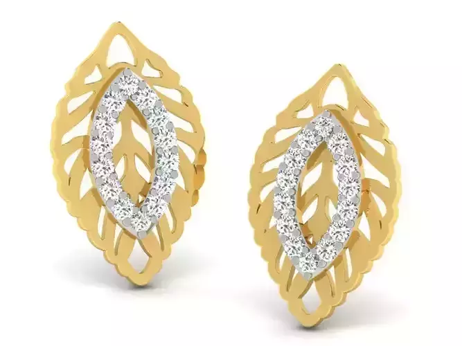 Women leaf earrings 3dm render detail