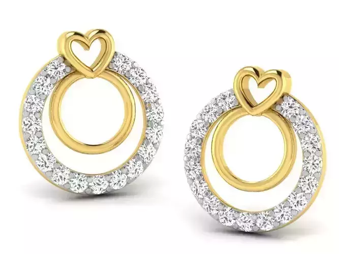 Women heart earrings 3dm render detail