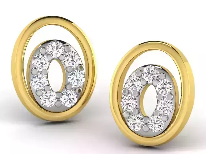 Women round earrings 3dm render detail