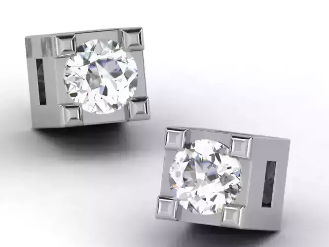 Women solitaire earrings 3dm render detail