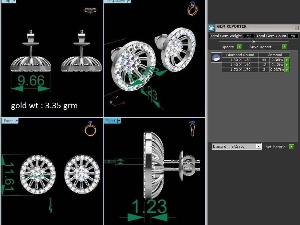 Women round earrings 3dm render detail 3D print model_1