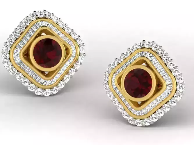 Women gem earrings 3dm render detail 3D print model