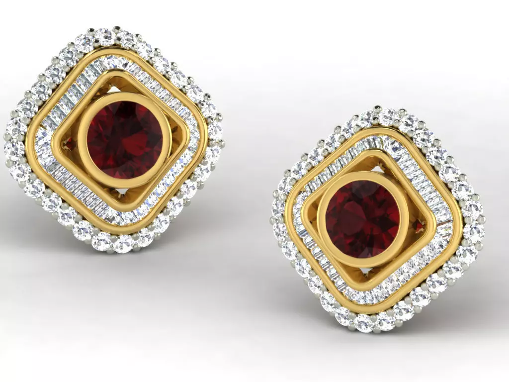 Women gem earrings 3dm render detail 3D print model_0