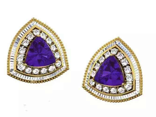 Women triangle earrings 3dm render detail 3D print model