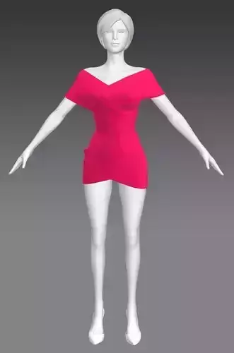 Woman Cloth A-pose 155 FBX